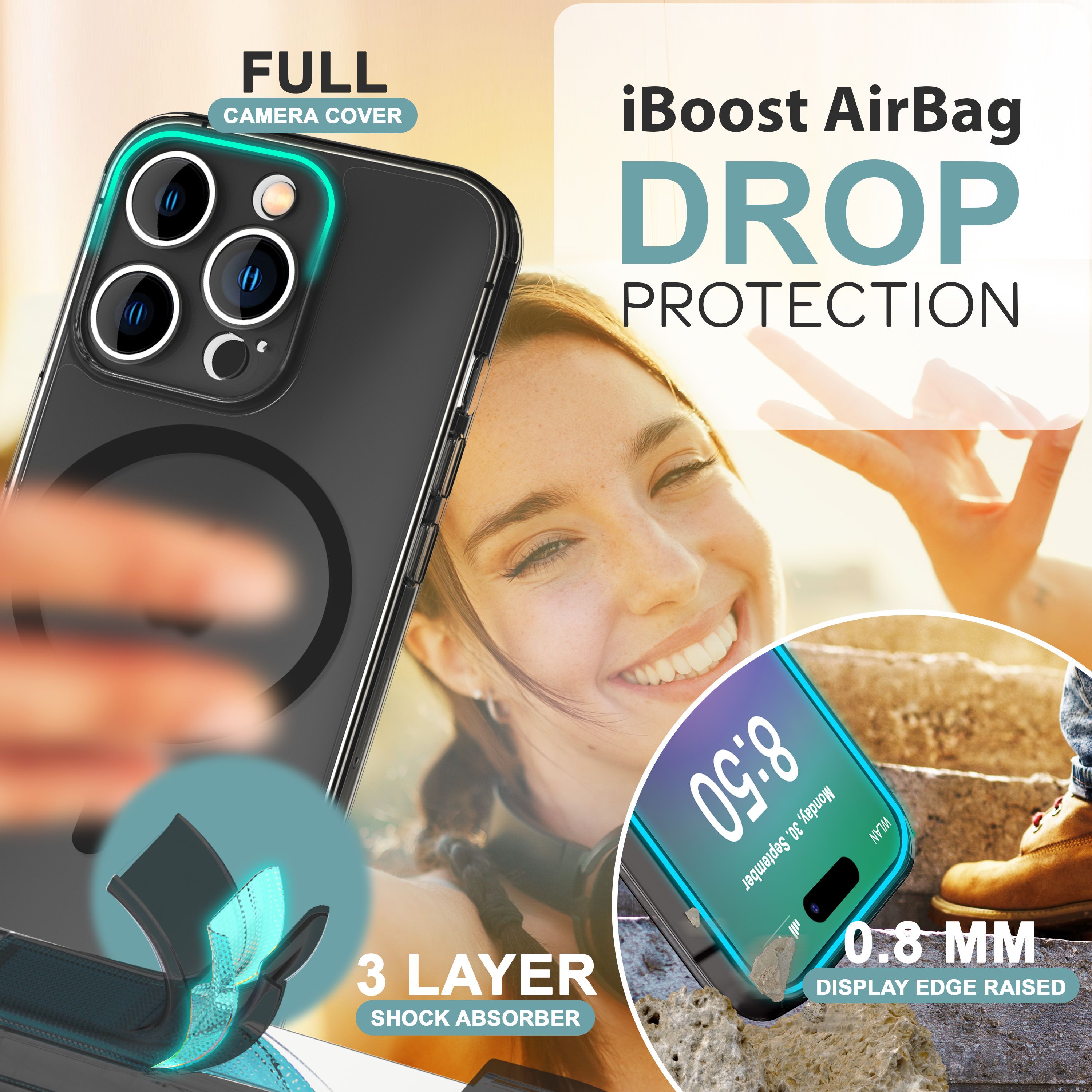 NALIA Extrem Dünne MagSafe Hülle für iPhone 16 Pro, 0,3mm Ultra Schlanke Schutzhülle, Handyhülle Slim Grau Transparent NALIA SlimFit Hülle