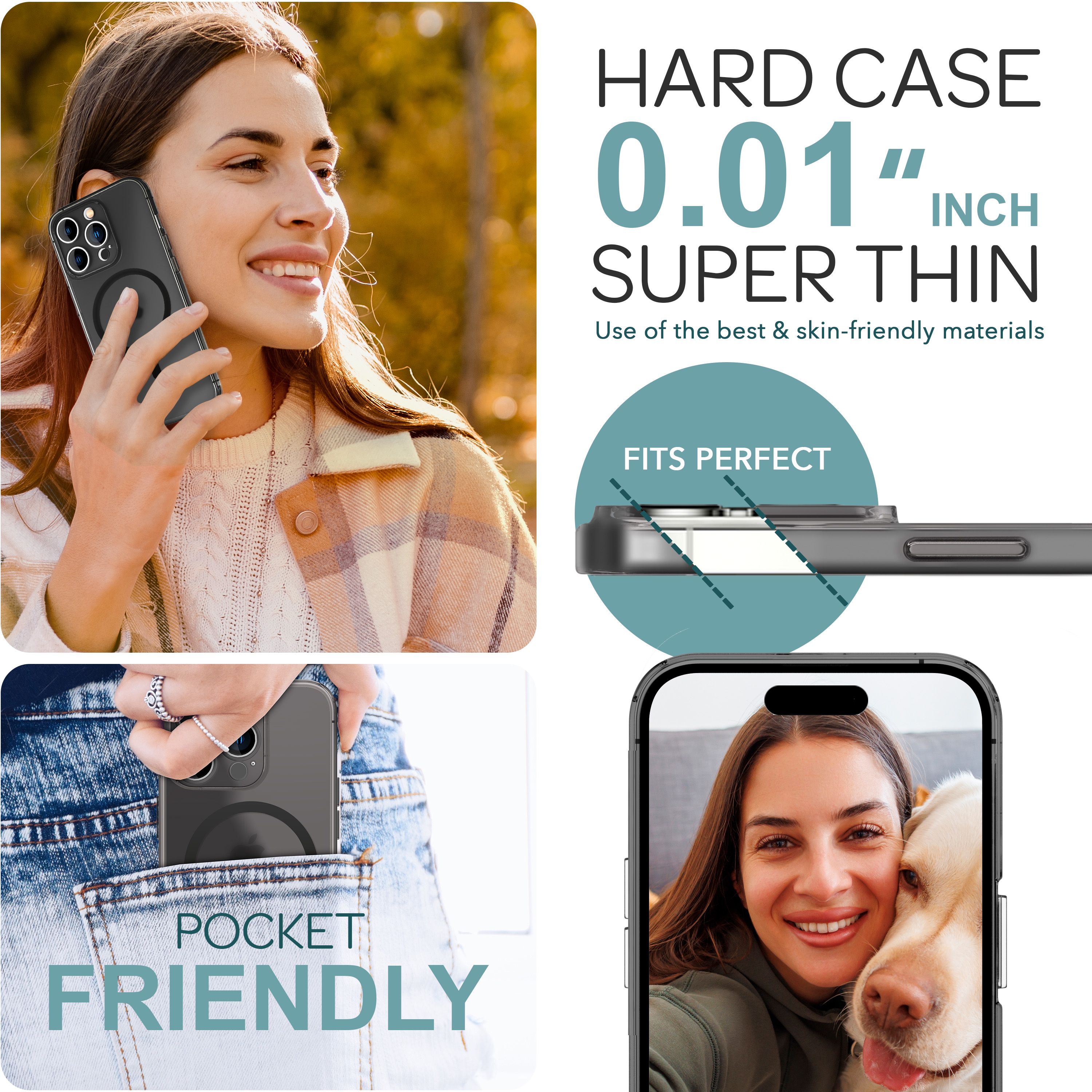 NALIA Extrem Dünne MagSafe Hülle für iPhone 16 Pro, 0,3mm Ultra Schlanke Schutzhülle, Handyhülle Slim Grau Transparent NALIA SlimFit Hülle