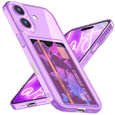 NALIA Neon Silikonhülle für iPhone 16 – Kartenfach & Knallige Signal-Farbe – CARDPOP (Anti-Shock Handyhülle) – Marke aus Berlin Lila NALIA Neon Hülle