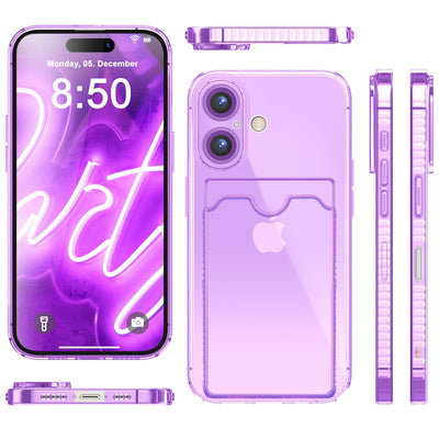 NALIA Neon Silikonhülle für iPhone 16 – Kartenfach & Knallige Signal-Farbe – CARDPOP (Anti-Shock Handyhülle) – Marke aus Berlin Lila NALIA Neon Hülle