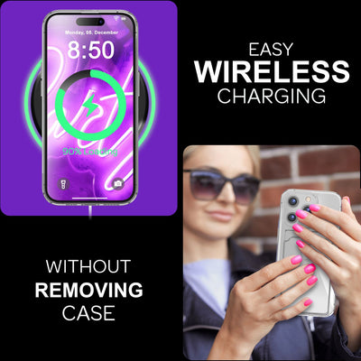 NALIA Neon Silikonhülle für iPhone 16 Pro – Kartenfach & Knallige Signal-Farbe – CARDPOP (Anti-Shock Handyhülle) – Marke aus Berlin Grau NALIA Neon Hülle