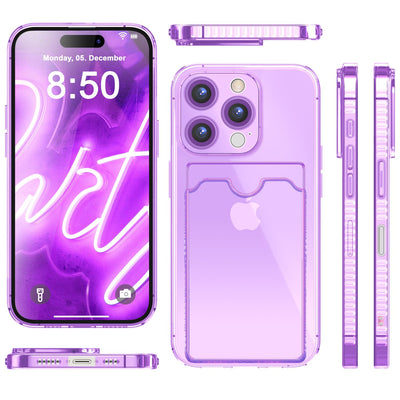 NALIA Neon Silikonhülle für iPhone 16 Pro Max – Kartenfach & Knallige Signal-Farbe – CARDPOP (Anti-Shock Handyhülle) – Marke aus Berlin Lila NALIA Neon Hülle