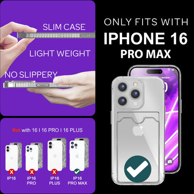 NALIA Neon Silikonhülle für iPhone 16 Pro Max – Kartenfach & Knallige Signal-Farbe – CARDPOP (Anti-Shock Handyhülle) – Marke aus Berlin Grau NALIA Neon Hülle