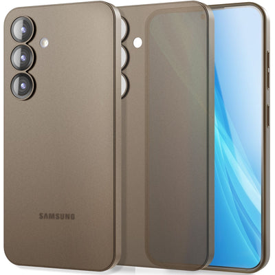 NALIA Ultra Slim Hardcase für Samsung Galaxy S25 Plus – Matt & 0.3mm Dünn – PHANTOM (Dünnes Cover & Kamera-Vollschutz) – Marke aus Berlin Taupe Transparent NALIA SlimFit Hülle