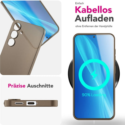 NALIA Ultra Slim Hardcase für Samsung Galaxy S25 Plus – Matt & 0.3mm Dünn – PHANTOM (Dünnes Cover & Kamera-Vollschutz) – Marke aus Berlin Taupe Transparent NALIA SlimFit Hülle