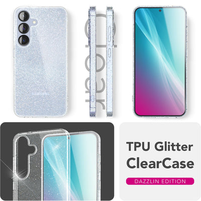 NALIA Glitzerhülle für Samsung Galaxy S25 – Funkelndes Silikon Case – DAZZLIN (Transparent & Stoßfest) – Marke aus Berlin Default Title NALIA Transparente Hülle