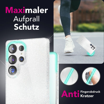 NALIA Glitzerhülle für Samsung Galaxy S25 Ultra – Funkelndes Silikon Case – DAZZLIN (Transparent & Stoßfest) – Marke aus Berlin Default Title NALIA Transparente Hülle