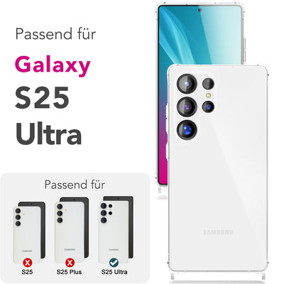 NALIA Handykette für Samsung Galaxy S25 Ultra – Transparentes Hybrid-Case & Band – HANGIT PRO (Anti-Gelb Rückseite & Verstellbar) – Marke aus Berlin Mitternacht Schwarz NALIA Transparente Hülle