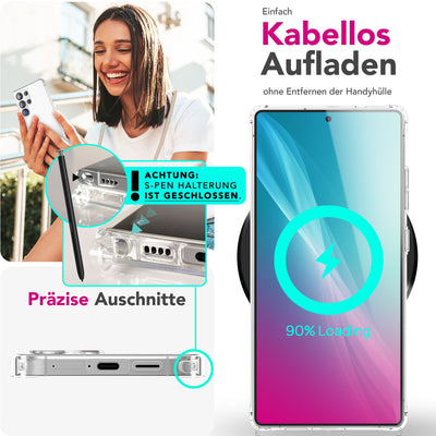 NALIA Handykette für Samsung Galaxy S25 Ultra – Transparentes Hybrid-Case & Band – HANGIT PRO (Anti-Gelb Rückseite & Verstellbar) – Marke aus Berlin Sandstein Beige NALIA Transparente Hülle