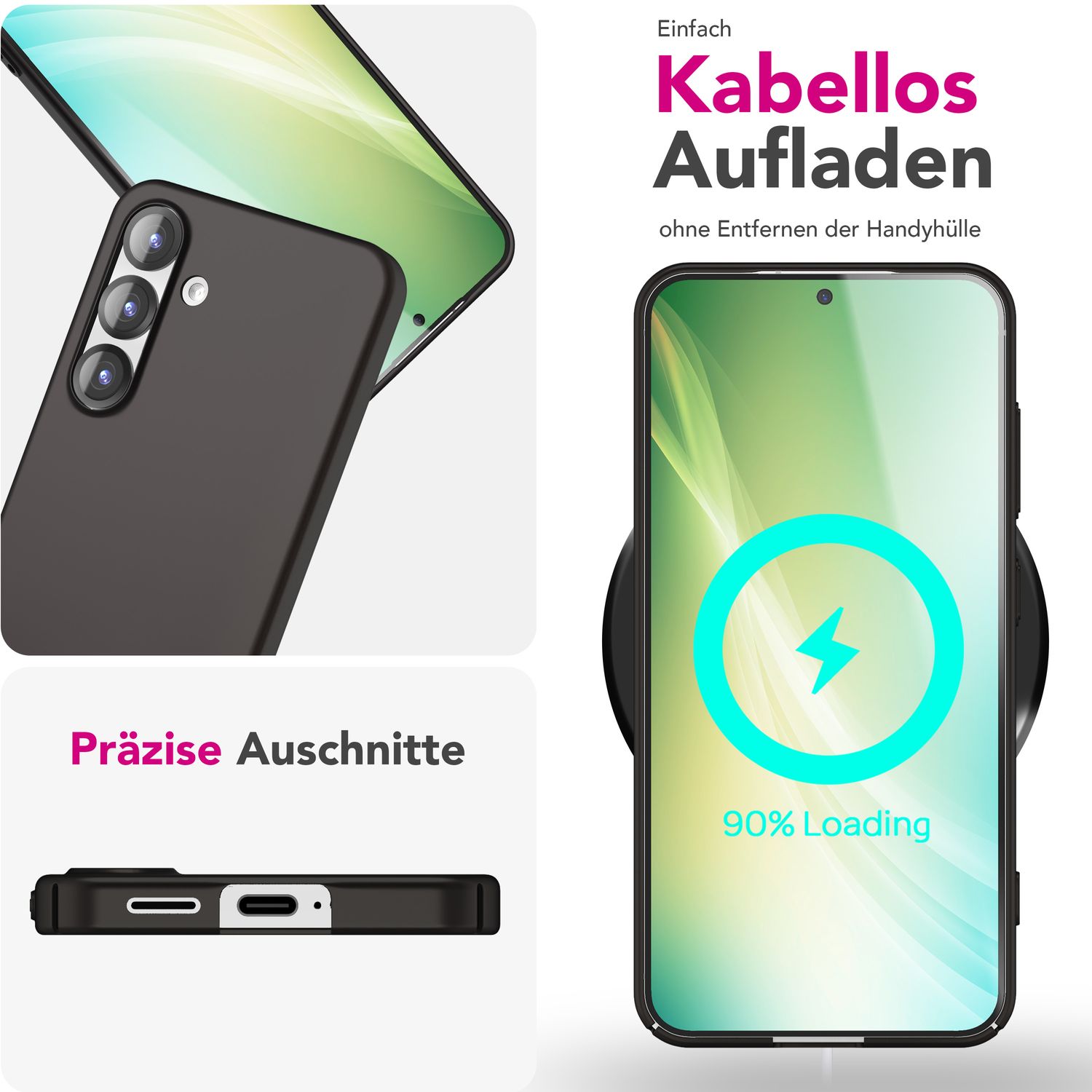 NALIA PureFit für Samsung Galaxy S25 Hülle, Ultradünnes 0,5mm Hardcase im schlanken Design, Mattierte Elegante Leichte Schutzhülle, Ultra Slim Anti-Fingerprint Etui Tiefschwarz NALIA SlimFit Hülle