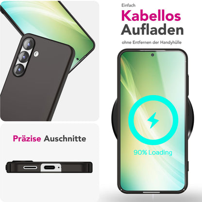 NALIA PureFit für Samsung Galaxy S25 Hülle, Ultradünnes 0,5mm Hardcase im schlanken Design, Mattierte Elegante Leichte Schutzhülle, Ultra Slim Anti-Fingerprint Etui Tiefschwarz NALIA SlimFit Hülle