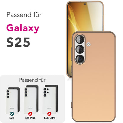 NALIA PureFit für Samsung Galaxy S25 Hülle, Ultradünnes 0,5mm Hardcase im schlanken Design, Mattierte Elegante Leichte Schutzhülle, Ultra Slim Anti-Fingerprint Etui Champagner Gold NALIA SlimFit Hülle
