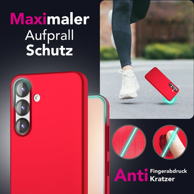 NALIA Ultra Slim Hardcase für Samsung Galaxy S25 – Anti-Fingerabdruck & 0.5mm Dünn – PUREFIT (Matt & Leicht) – Marke aus Berlin Flammenrot NALIA SlimFit Hülle