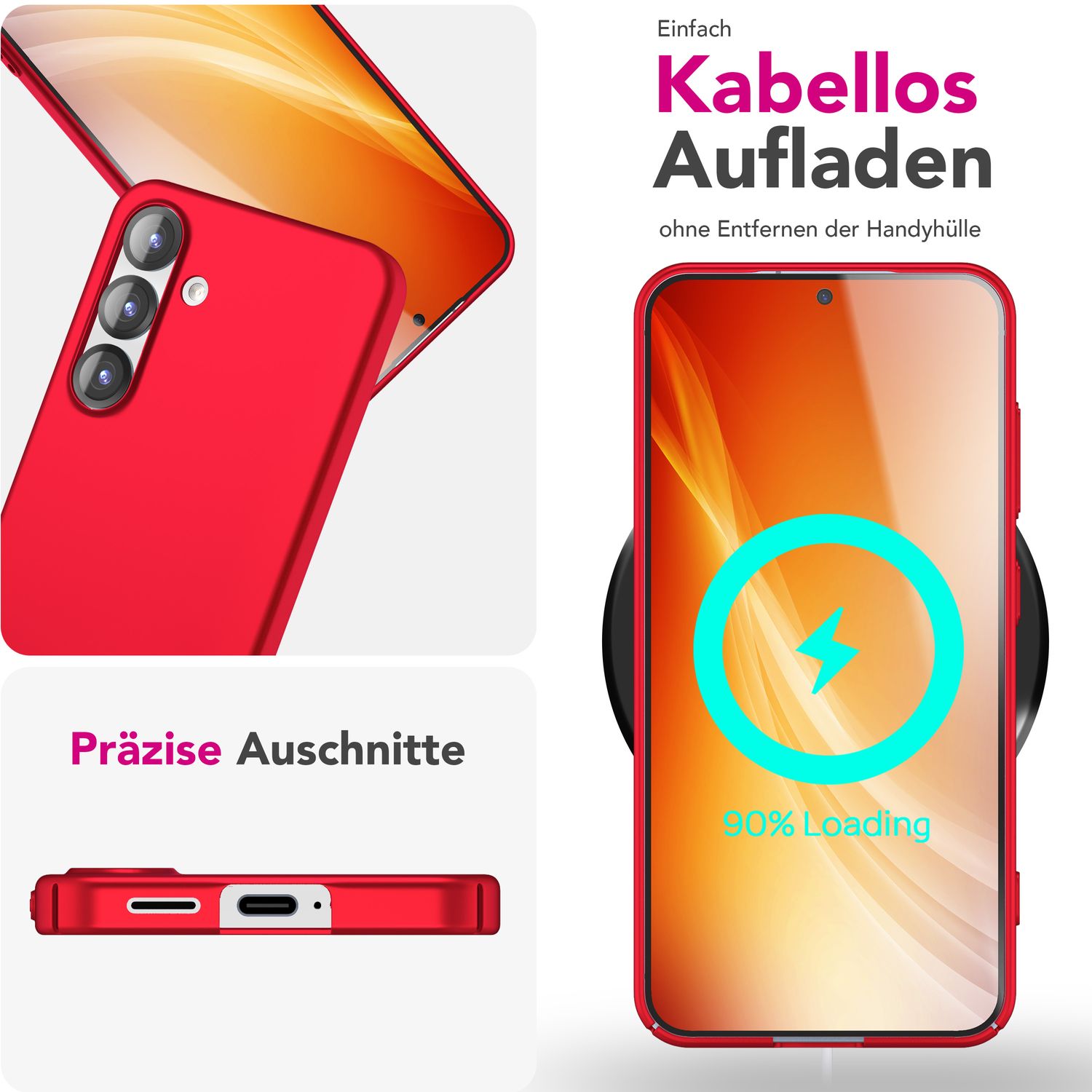 NALIA PureFit für Samsung Galaxy S25 Hülle, Ultradünnes 0,5mm Hardcase im schlanken Design, Mattierte Elegante Leichte Schutzhülle, Ultra Slim Anti-Fingerprint Etui Flammenrot NALIA SlimFit Hülle