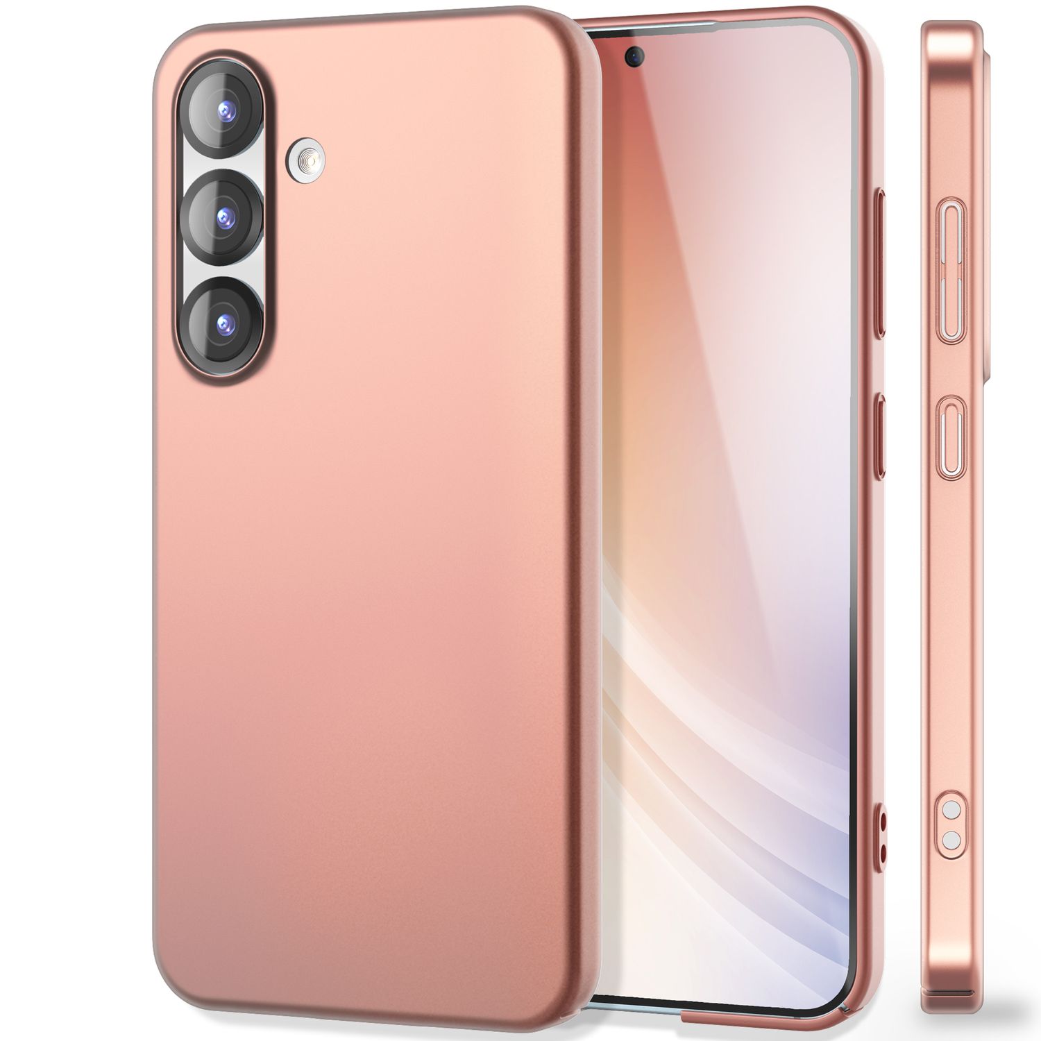 NALIA PureFit für Samsung Galaxy S25 Hülle, Ultradünnes 0,5mm Hardcase im schlanken Design, Mattierte Elegante Leichte Schutzhülle, Ultra Slim Anti-Fingerprint Etui Altroségold NALIA SlimFit Hülle