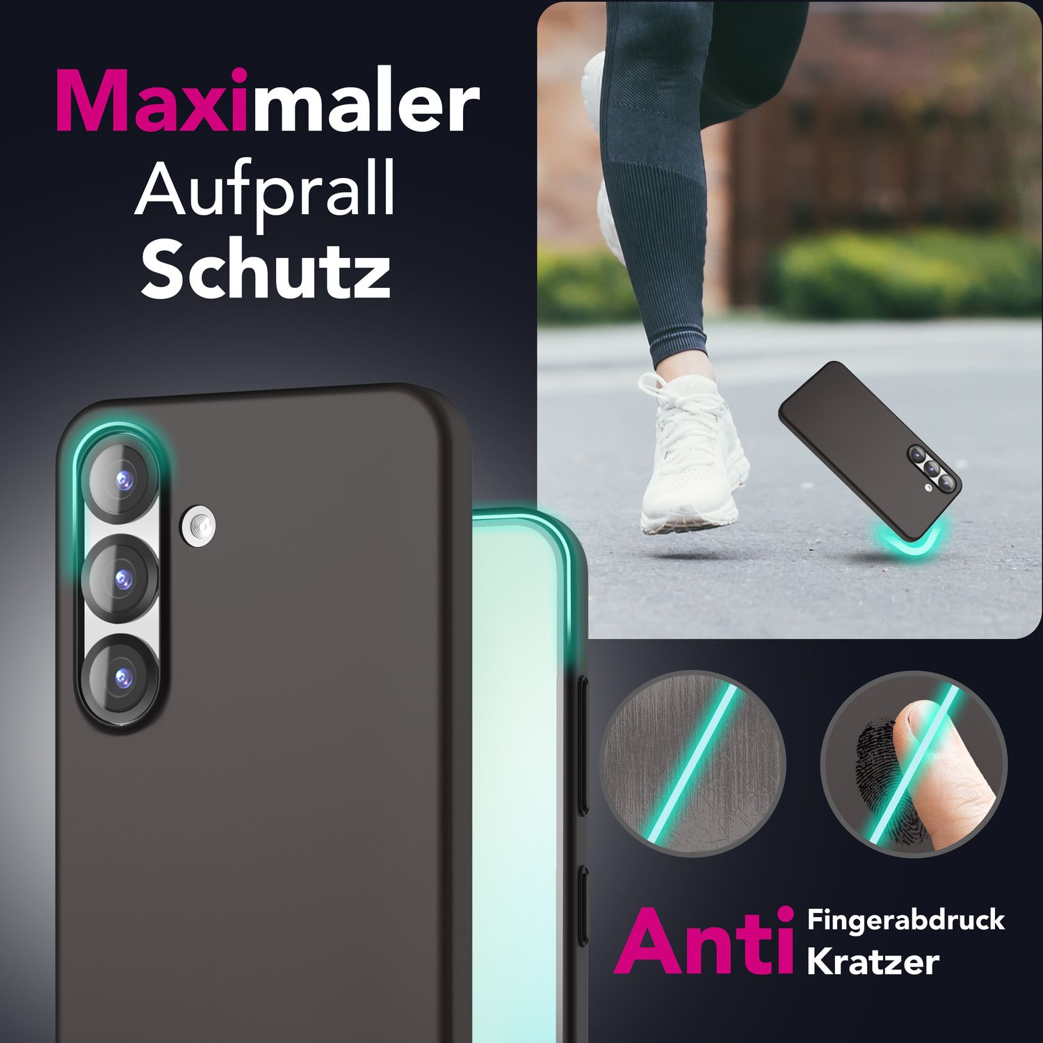 NALIA PureFit für Samsung Galaxy S25 Plus Hülle, Schlanke 0,5mm Schutzhülle im Mattierten Ultra-Slim Design, Dünnes Leichtes Hardcover, Fingerabdruck-Resistent Tiefschwarz NALIA SlimFit Hülle