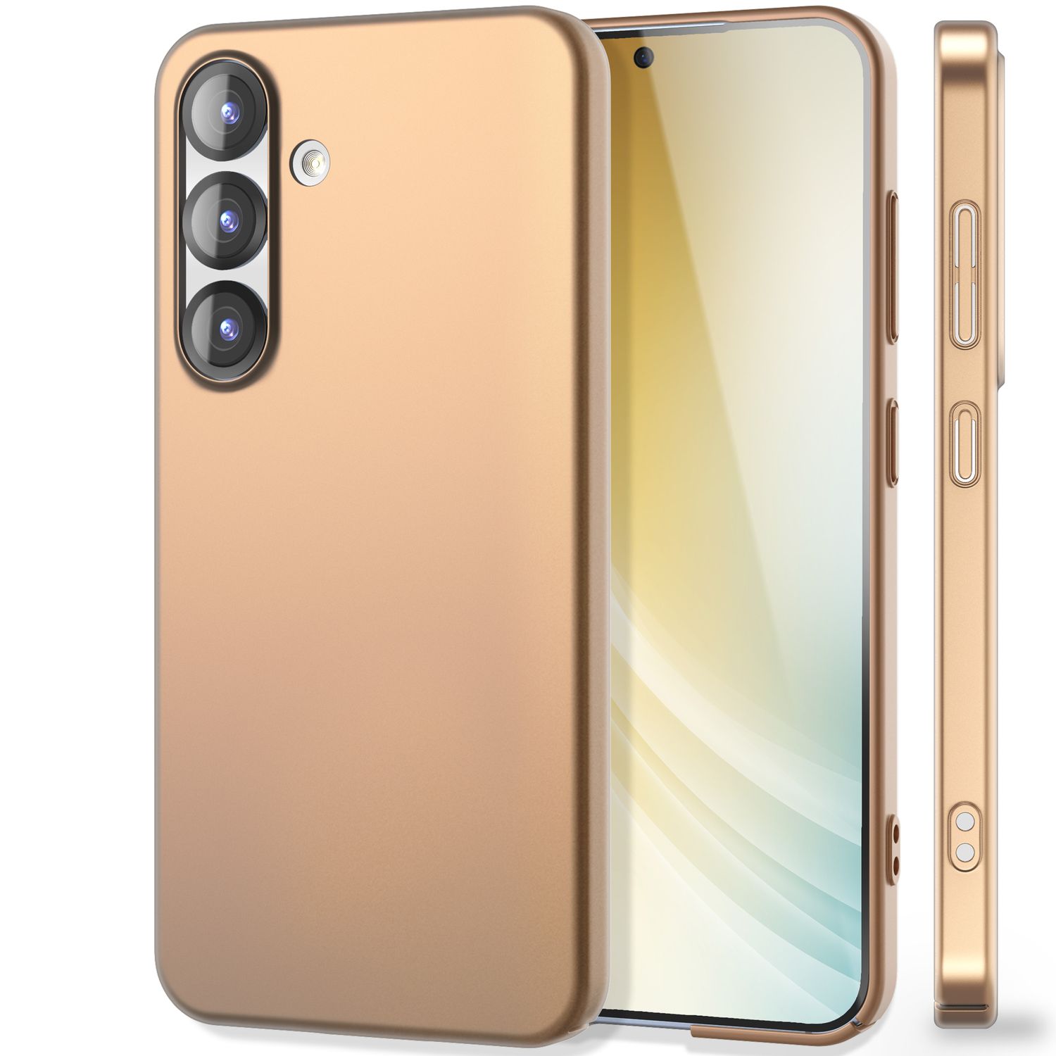NALIA PureFit für Samsung Galaxy S25 Plus Hülle, Schlanke 0,5mm Schutzhülle im Mattierten Ultra-Slim Design, Dünnes Leichtes Hardcover, Fingerabdruck-Resistent Champagner Gold NALIA SlimFit Hülle