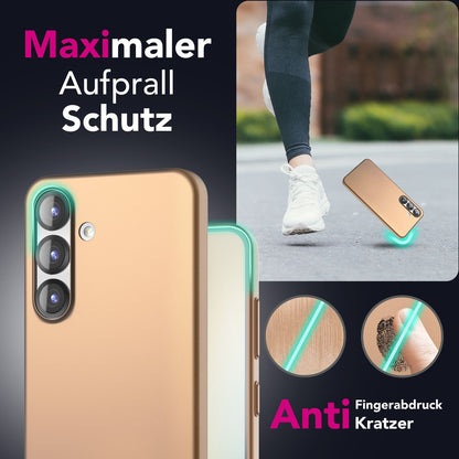 NALIA PureFit für Samsung Galaxy S25 Plus Hülle, Schlanke 0,5mm Schutzhülle im Mattierten Ultra-Slim Design, Dünnes Leichtes Hardcover, Fingerabdruck-Resistent Champagner Gold NALIA SlimFit Hülle