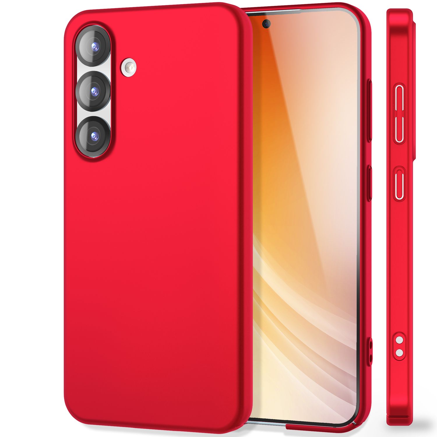 NALIA PureFit für Samsung Galaxy S25 Plus Hülle, Schlanke 0,5mm Schutzhülle im Mattierten Ultra-Slim Design, Dünnes Leichtes Hardcover, Fingerabdruck-Resistent Flammenrot NALIA SlimFit Hülle