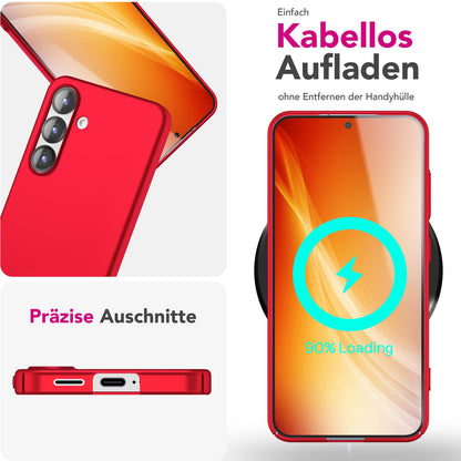 NALIA PureFit für Samsung Galaxy S25 Plus Hülle, Schlanke 0,5mm Schutzhülle im Mattierten Ultra-Slim Design, Dünnes Leichtes Hardcover, Fingerabdruck-Resistent Flammenrot NALIA SlimFit Hülle