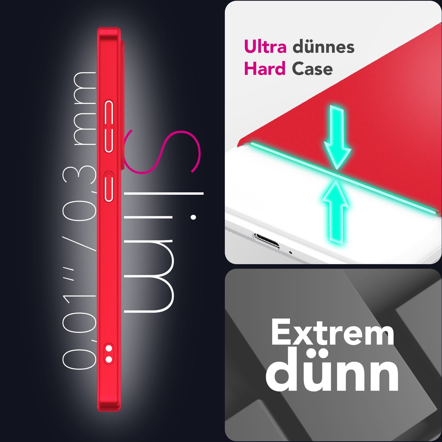 NALIA PureFit für Samsung Galaxy S25 Plus Hülle, Schlanke 0,5mm Schutzhülle im Mattierten Ultra-Slim Design, Dünnes Leichtes Hardcover, Fingerabdruck-Resistent Flammenrot NALIA SlimFit Hülle