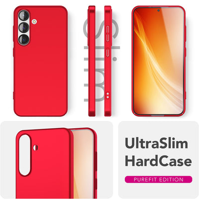 NALIA Ultra Slim Hardcase für Samsung Galaxy S25 Plus – Anti-Fingerabdruck & 0.5mm Dünn – PUREFIT (Matt & Leicht) – Marke aus Berlin Flammenrot NALIA SlimFit Hülle
