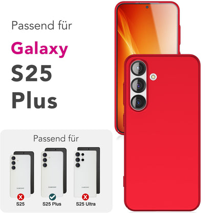 NALIA PureFit für Samsung Galaxy S25 Plus Hülle, Schlanke 0,5mm Schutzhülle im Mattierten Ultra-Slim Design, Dünnes Leichtes Hardcover, Fingerabdruck-Resistent Flammenrot NALIA SlimFit Hülle
