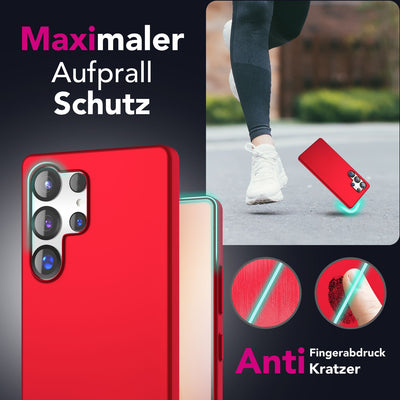 NALIA Ultra Slim Hardcase für Samsung Galaxy S25 Ultra – Anti-Fingerabdruck & 0.5mm Dünn – PUREFIT (Matt & Leicht) – Marke aus Berlin Flammenrot NALIA SlimFit Hülle