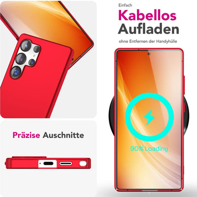 NALIA Ultra Slim Hardcase für Samsung Galaxy S25 Ultra – Anti-Fingerabdruck & 0.5mm Dünn – PUREFIT (Matt & Leicht) – Marke aus Berlin Flammenrot NALIA SlimFit Hülle