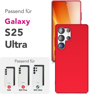 NALIA Ultra Slim Hardcase für Samsung Galaxy S25 Ultra – Anti-Fingerabdruck & 0.5mm Dünn – PUREFIT (Matt & Leicht) – Marke aus Berlin Flammenrot NALIA SlimFit Hülle