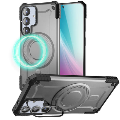 NALIA Magnetische Panzerhülle für Samsung Galaxy S25 – MagSafe kompatibel & Kamera-Stand – GRANITE (Outdoor Schutzhülle Stoßfest) – Marke aus Berlin Armor Titan Grau NALIA Outdoor Hülle