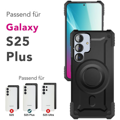 NALIA Magnetische Panzerhülle für Samsung Galaxy S25 Plus – MagSafe kompatibel & Kamera-Stand – GRANITE (Outdoor Schutzhülle Stoßfest) – Marke aus Berlin Default Title NALIA Outdoor Hülle