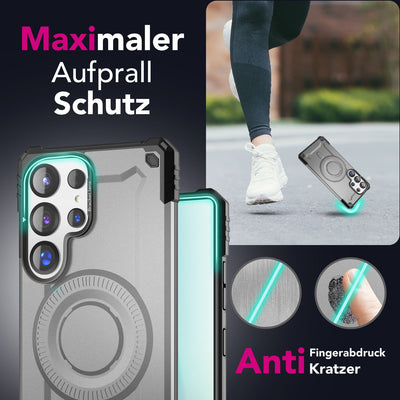 NALIA Magnetische Panzerhülle für Samsung Galaxy S25 Ultra – MagSafe kompatibel & Kamera-Stand – GRANITE (Outdoor Schutzhülle Stoßfest) – Marke aus Berlin Armor Titan Grau NALIA Outdoor Hülle