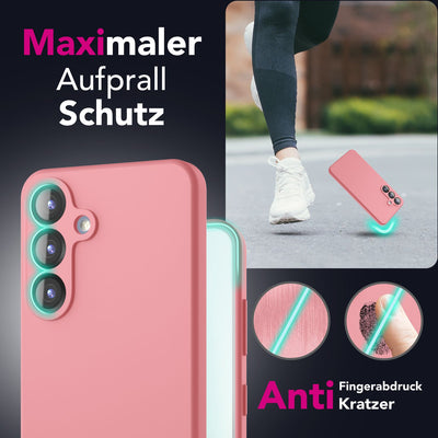 NALIA Silikonhülle für Samsung Galaxy S25 – Kameraschutz & Innenfutter – PHOENIX (Soft-Touch Case) – Marke aus Berlin Sanftrosa NALIA Protective Hülle