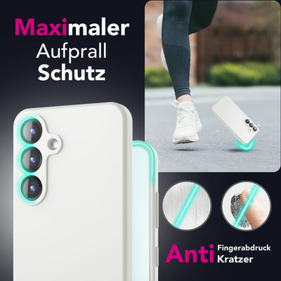 NALIA Silikonhülle für Samsung Galaxy S25 – Kameraschutz & Innenfutter – PHOENIX (Soft-Touch Case) – Marke aus Berlin Schneeweiß NALIA Protective Hülle