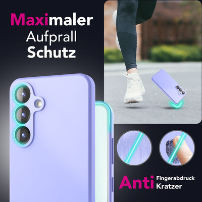 NALIA Silikonhülle für Samsung Galaxy S25 – Kameraschutz & Innenfutter – PHOENIX (Soft-Touch Case) – Marke aus Berlin Lavendel NALIA Protective Hülle