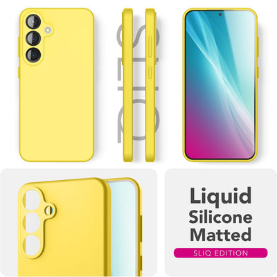 NALIA Silikonhülle für Samsung Galaxy S25 – Kameraschutz & Innenfutter – PHOENIX (Soft-Touch Case) – Marke aus Berlin Neon Gelb NALIA Protective Hülle