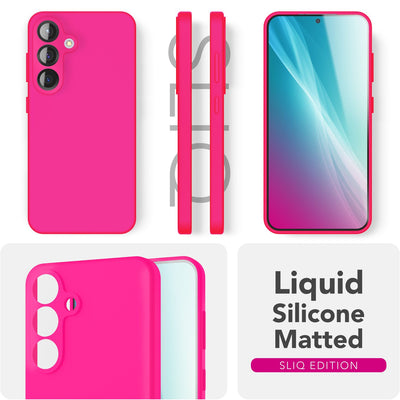 NALIA Silikonhülle für Samsung Galaxy S25 – Kameraschutz & Innenfutter – PHOENIX (Soft-Touch Case) – Marke aus Berlin Neon Pink NALIA Protective Hülle