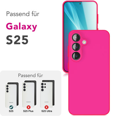 NALIA Silikonhülle für Samsung Galaxy S25 – Kameraschutz & Innenfutter – PHOENIX (Soft-Touch Case) – Marke aus Berlin Neon Pink NALIA Protective Hülle