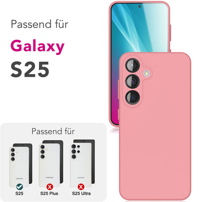 NALIA Silikonhülle für Samsung Galaxy S25 – Kameraschutz & Innenfutter – PHOENIX (Soft-Touch Case) – Marke aus Berlin Sanftrosa NALIA Protective Hülle