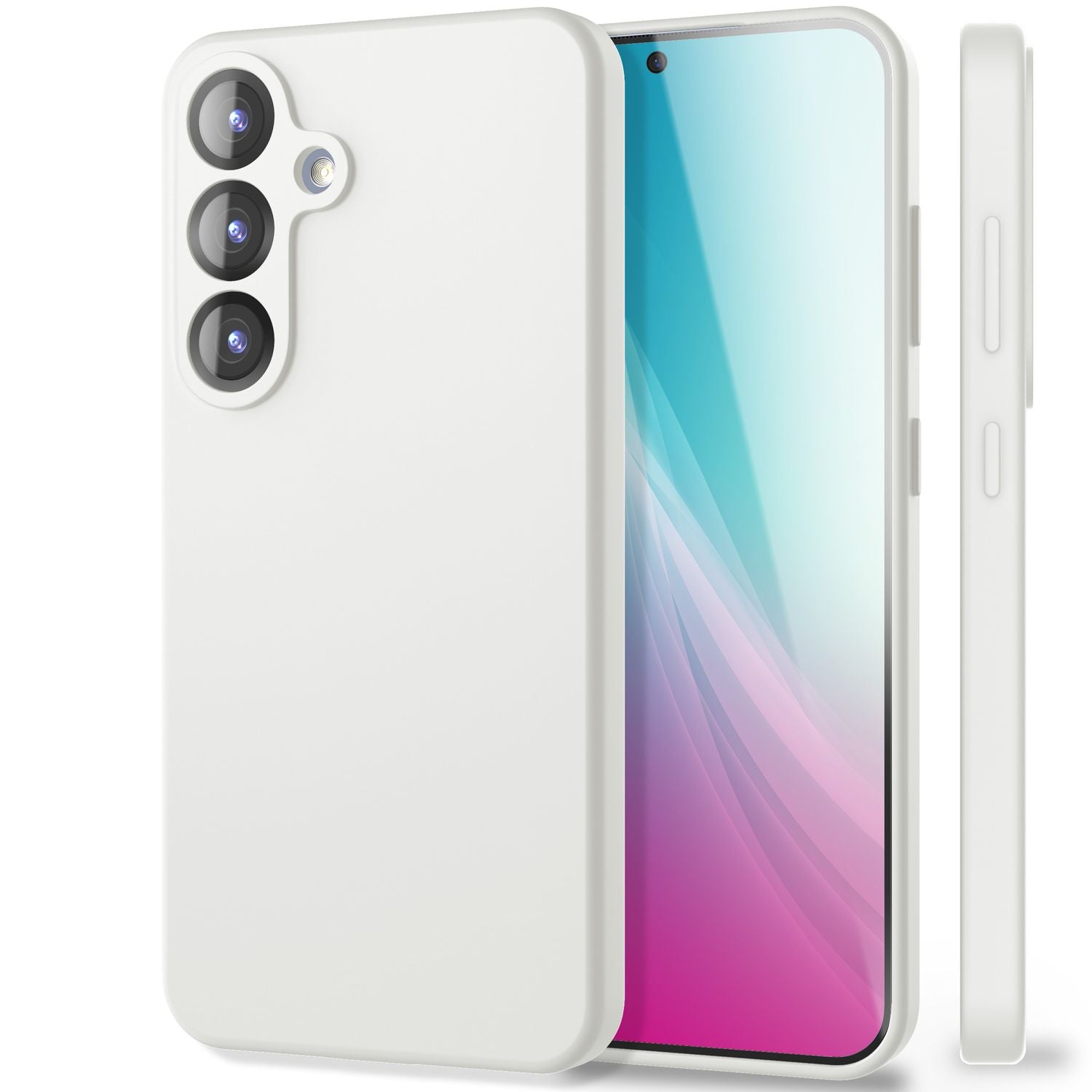 NALIA Phoenix für Samsung Galaxy S25 Plus Hülle, Abwischbare Geschmeidige Flüssigsilikon Handyhülle, Inneres Mikrofaser-Futter, Samtig Weiche Silikon Schutzhülle Schneeweiß NALIA Protective Hülle