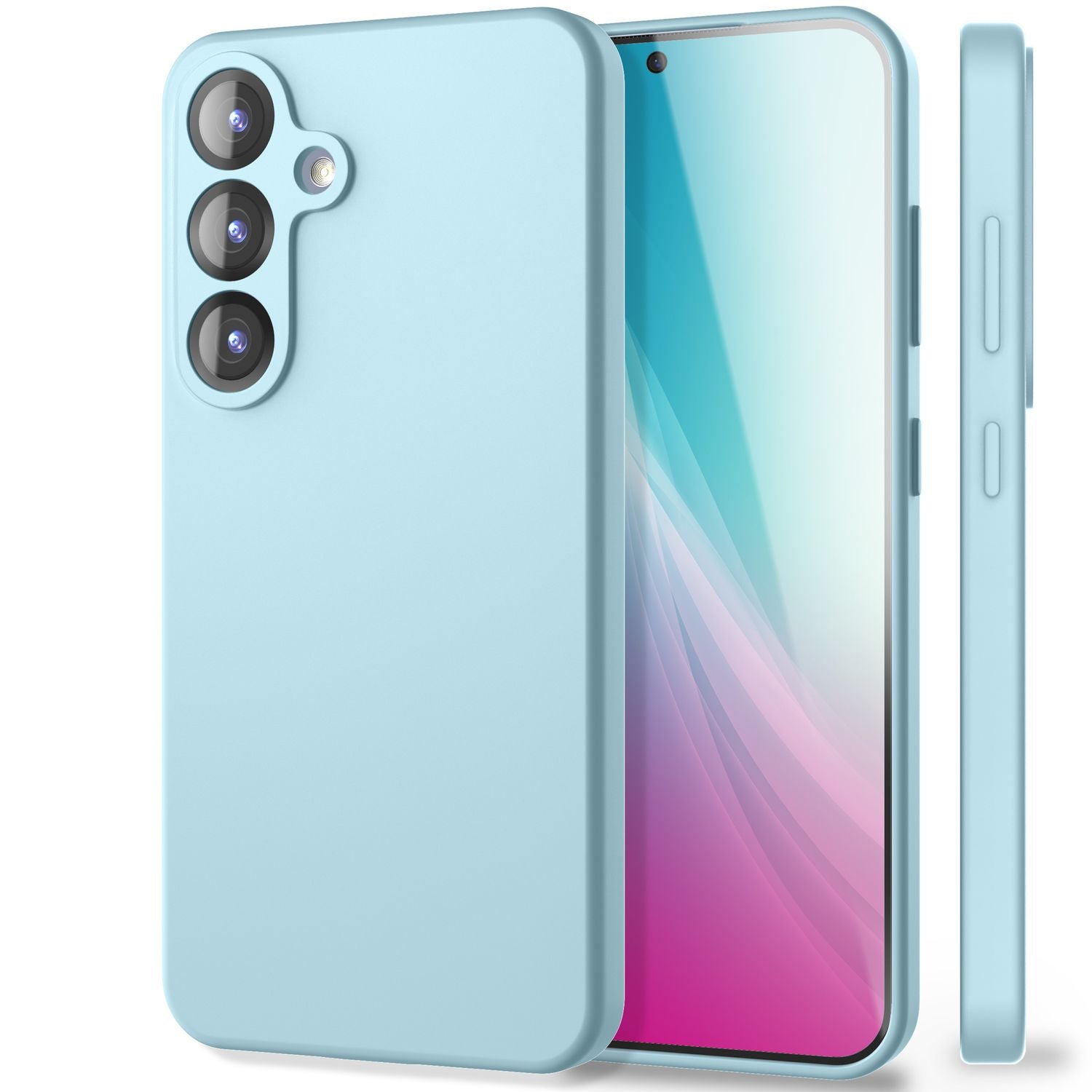 NALIA Phoenix für Samsung Galaxy S25 Plus Hülle, Abwischbare Geschmeidige Flüssigsilikon Handyhülle, Inneres Mikrofaser-Futter, Samtig Weiche Silikon Schutzhülle Eisblau NALIA Protective Hülle