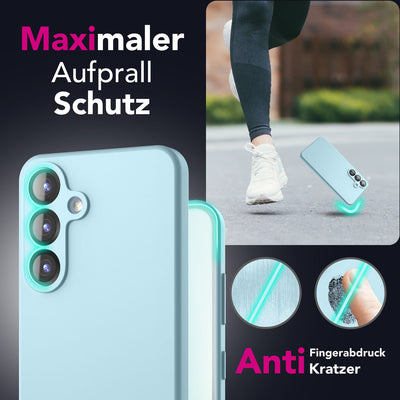 NALIA Silikonhülle für Samsung Galaxy S25 Plus – Kameraschutz & Innenfutter – PHOENIX (Soft-Touch Case) – Marke aus Berlin Eisblau NALIA Protective Hülle