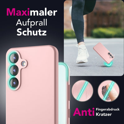 NALIA Silikonhülle für Samsung Galaxy S25 Plus – Kameraschutz & Innenfutter – PHOENIX (Soft-Touch Case) – Marke aus Berlin Puderrosa NALIA Protective Hülle