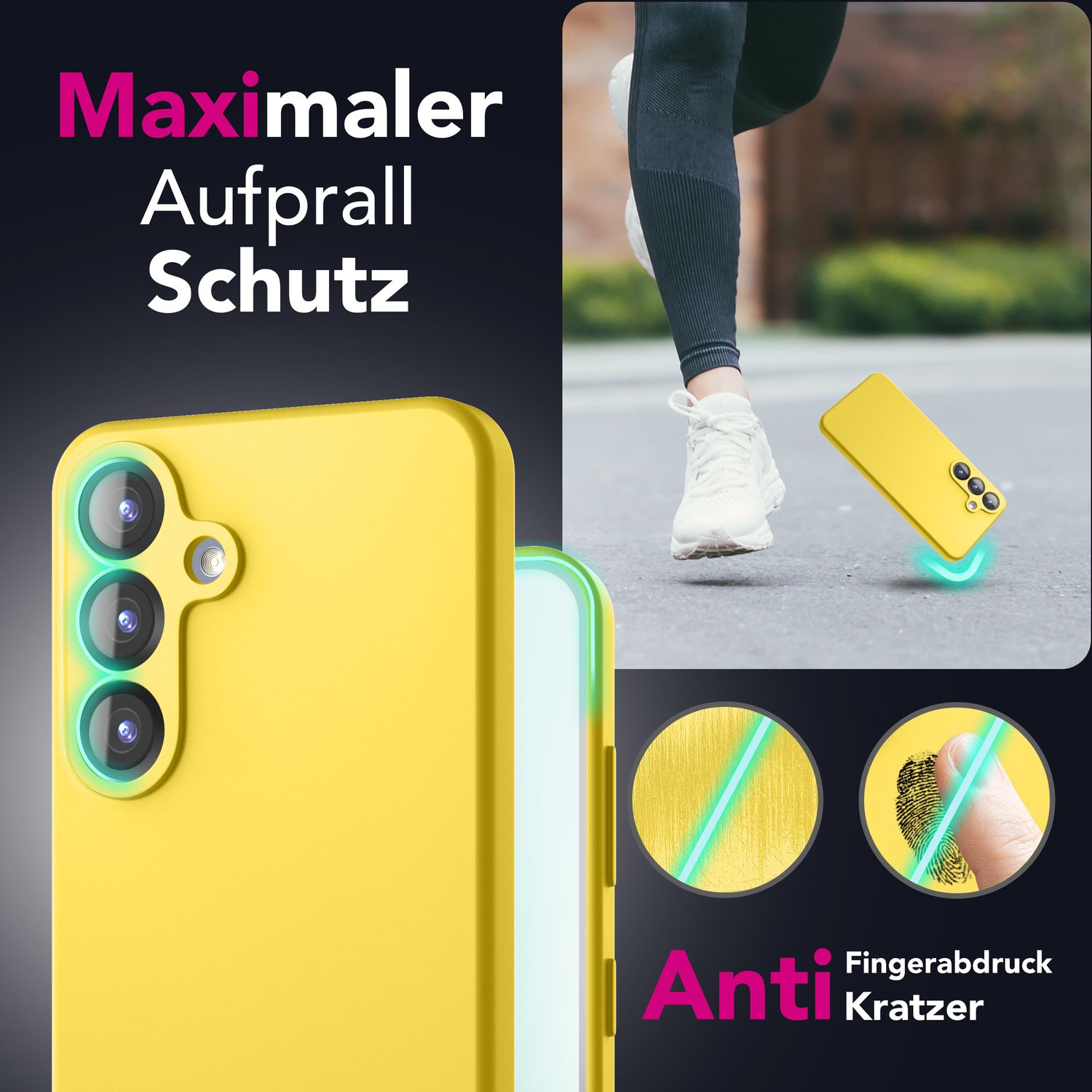 NALIA Phoenix für Samsung Galaxy S25 Plus Hülle, Abwischbare Geschmeidige Flüssigsilikon Handyhülle, Inneres Mikrofaser-Futter, Samtig Weiche Silikon Schutzhülle Neon Gelb NALIA Protective Hülle