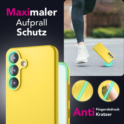 NALIA Phoenix für Samsung Galaxy S25 Plus Hülle, Abwischbare Geschmeidige Flüssigsilikon Handyhülle, Inneres Mikrofaser-Futter, Samtig Weiche Silikon Schutzhülle Neon Gelb NALIA Protective Hülle