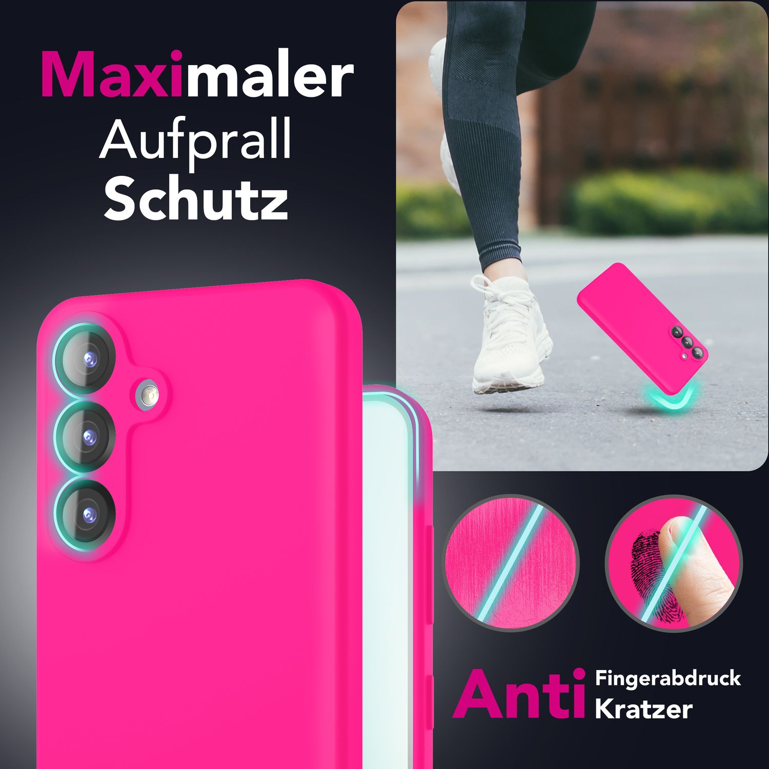 NALIA Phoenix für Samsung Galaxy S25 Plus Hülle, Abwischbare Geschmeidige Flüssigsilikon Handyhülle, Inneres Mikrofaser-Futter, Samtig Weiche Silikon Schutzhülle Neon Pink NALIA Protective Hülle