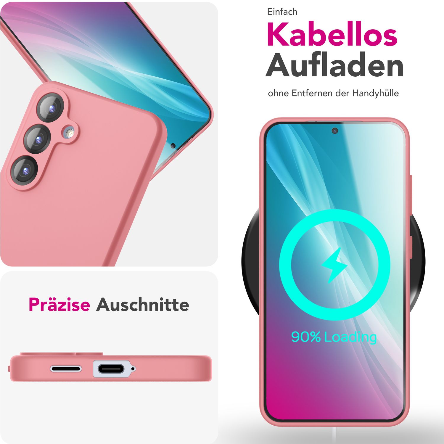 NALIA Phoenix für Samsung Galaxy S25 Plus Hülle, Abwischbare Geschmeidige Flüssigsilikon Handyhülle, Inneres Mikrofaser-Futter, Samtig Weiche Silikon Schutzhülle Sanftrosa NALIA Protective Hülle