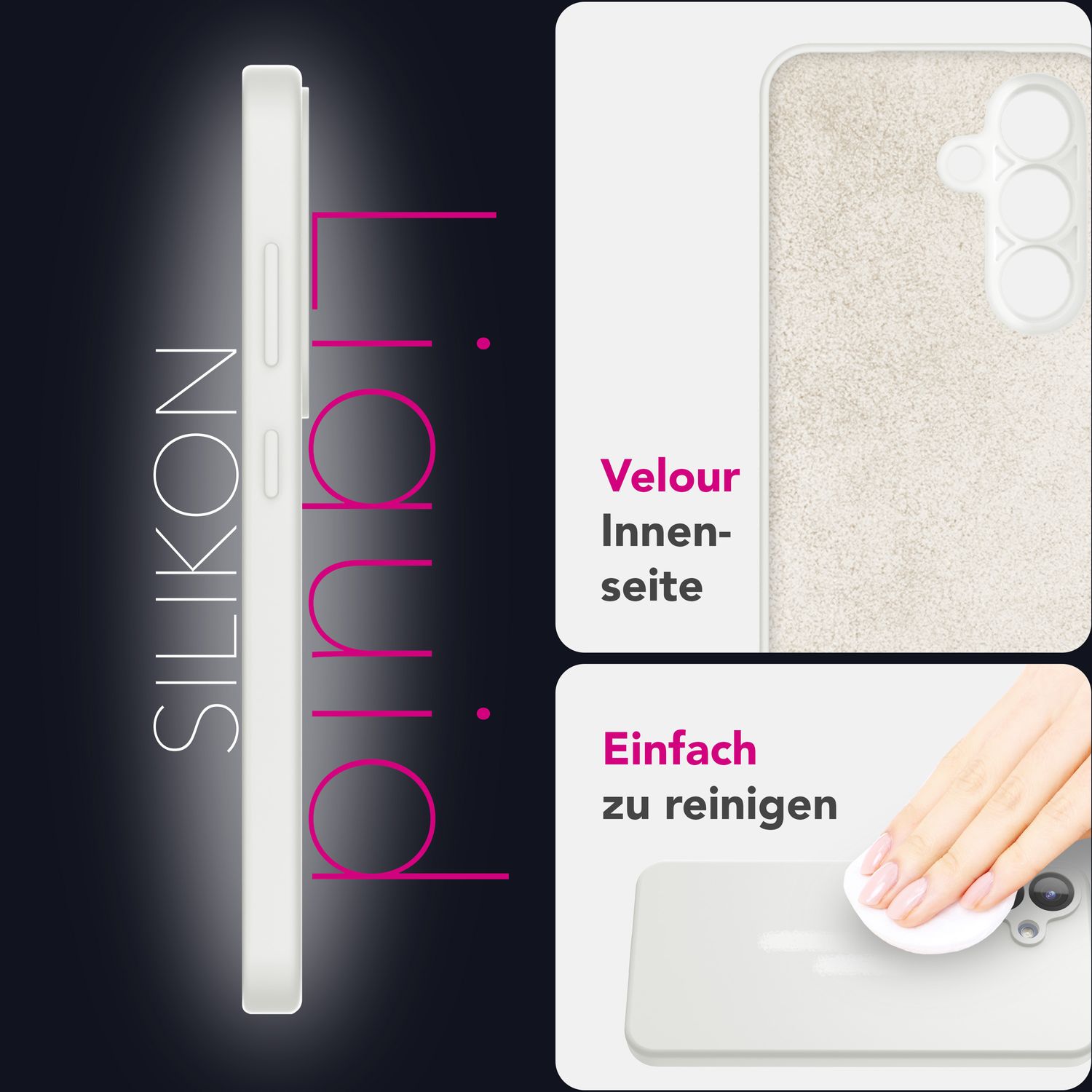 NALIA Phoenix für Samsung Galaxy S25 Plus Hülle, Abwischbare Geschmeidige Flüssigsilikon Handyhülle, Inneres Mikrofaser-Futter, Samtig Weiche Silikon Schutzhülle Schneeweiß NALIA Protective Hülle