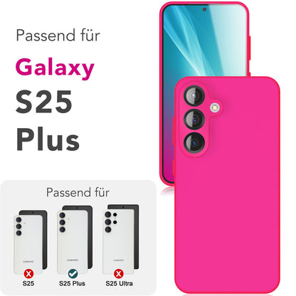 NALIA Phoenix für Samsung Galaxy S25 Plus Hülle, Abwischbare Geschmeidige Flüssigsilikon Handyhülle, Inneres Mikrofaser-Futter, Samtig Weiche Silikon Schutzhülle Neon Pink NALIA Protective Hülle